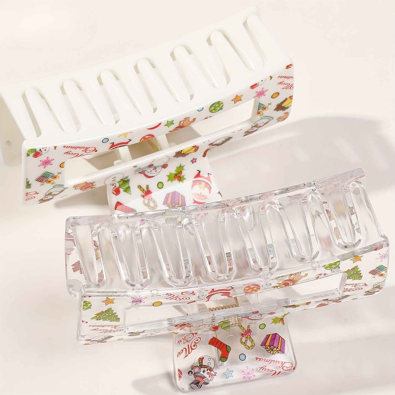 FestiveClips - 4-delige Set Elegante Kerstprint Haarklemmen