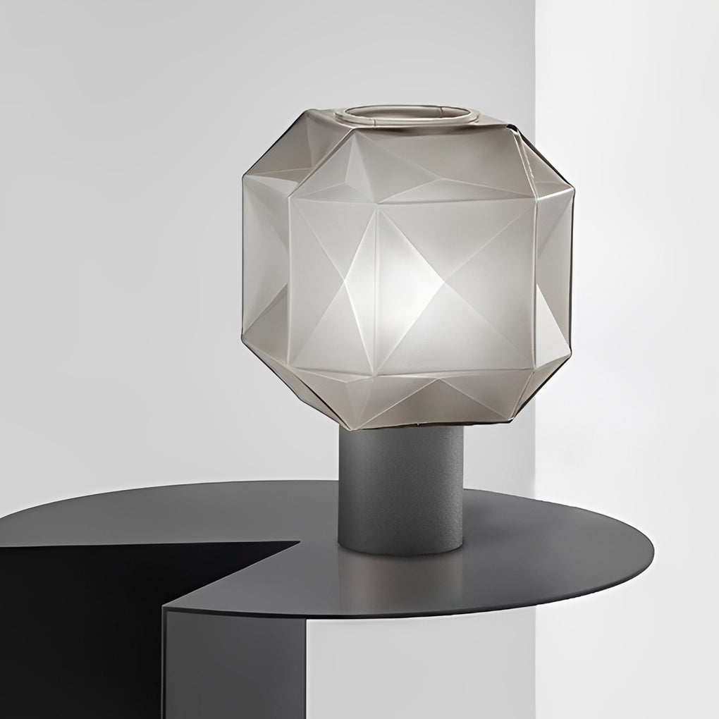 1-Light Cubo Table Lamp with Smoke Gray Glass Shade