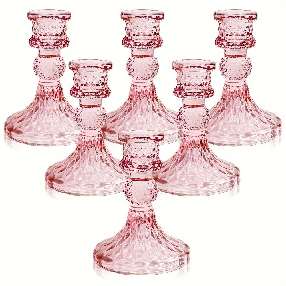 Roze Kristallen Kaarshouders - Romantische Decoratie voor Kerst en Feestdagen