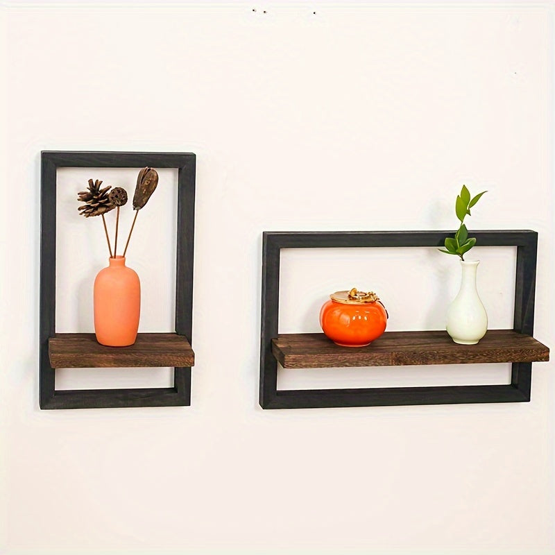 VintageDisplay - Houten Wandplank - Zwart & Bruin voor Foto’s en Decoratie