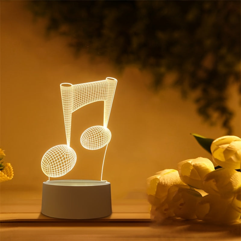 LumiNote - Nota Musical Acrílica Lámpara Nocturna, Marco LED 3D, Alimentado por USB