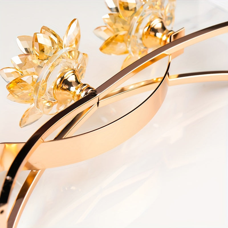 Portavelas de loto de cristal de 3 brazos - Elegante decoración de mesa