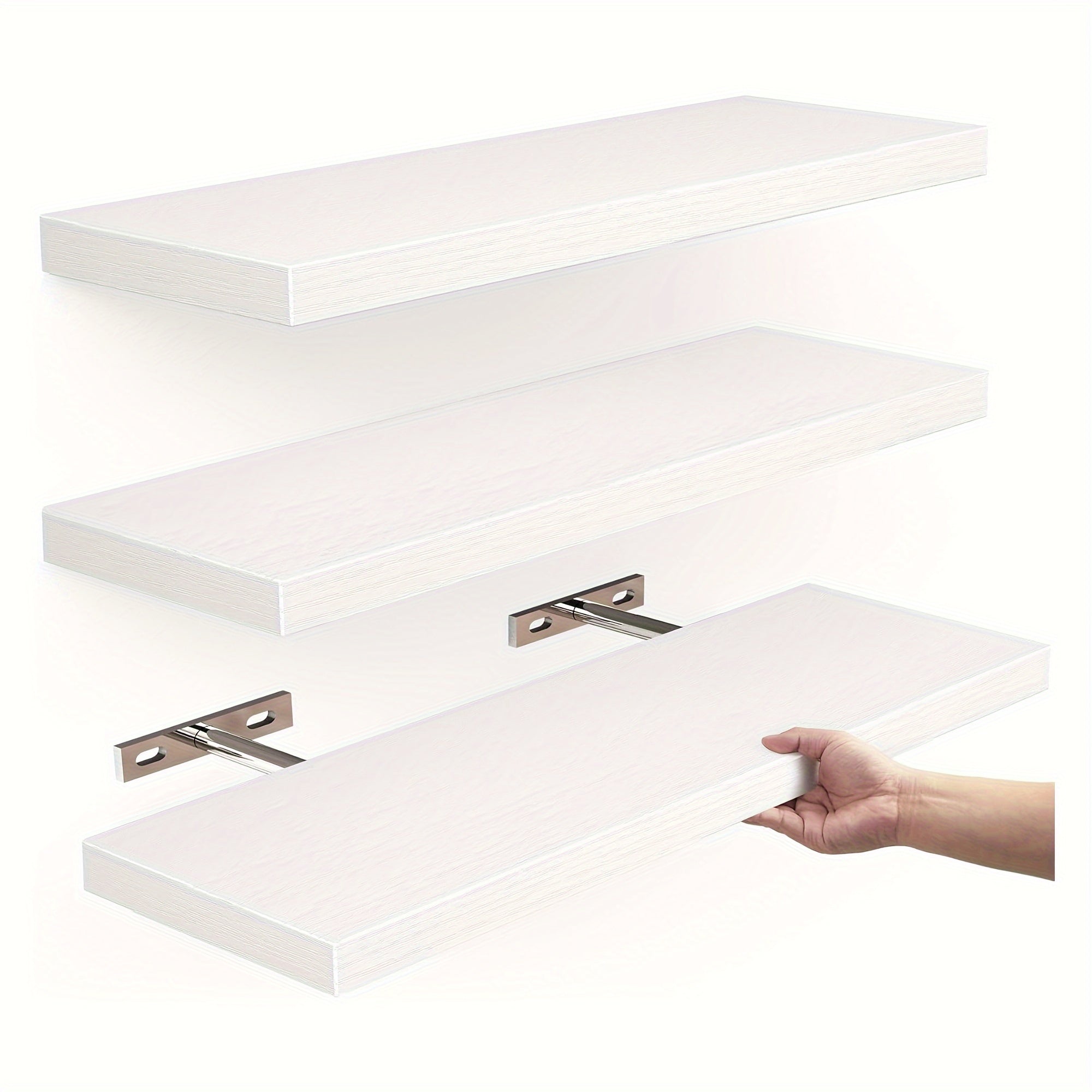 VintageShelf - Juego de 3 Estantes Flotantes de Madera - Estantes Rústicos de Almacenamiento