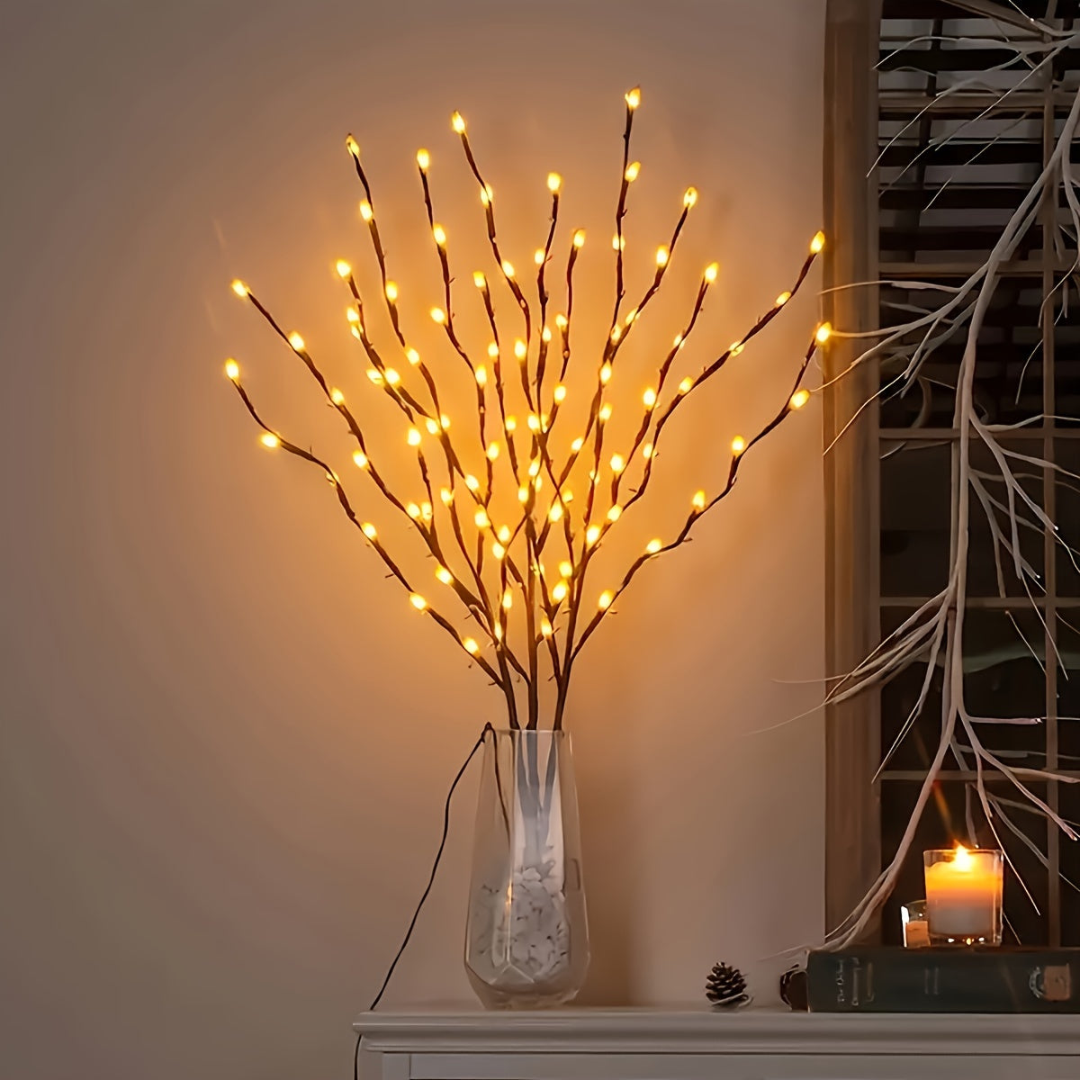 TwinkleBranch - 20 Lâmpadas LED para Tecto, Alimentadas a Pilhas, Iluminação Decorativa