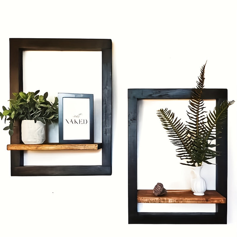 VintageDisplay - Houten Wandplank - Zwart & Bruin voor Foto’s en Decoratie