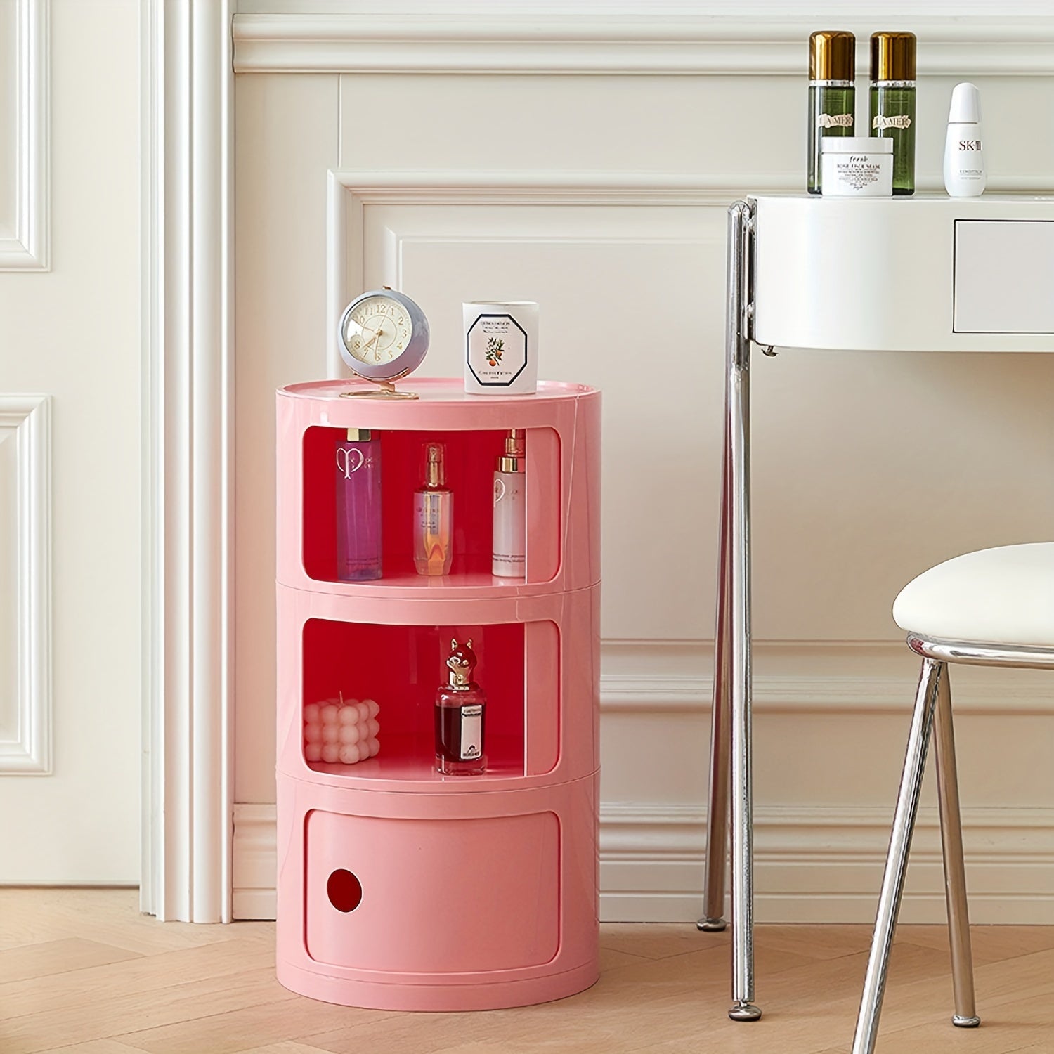 Comodino Rotondo – Mobiletto Bianco per Riporre