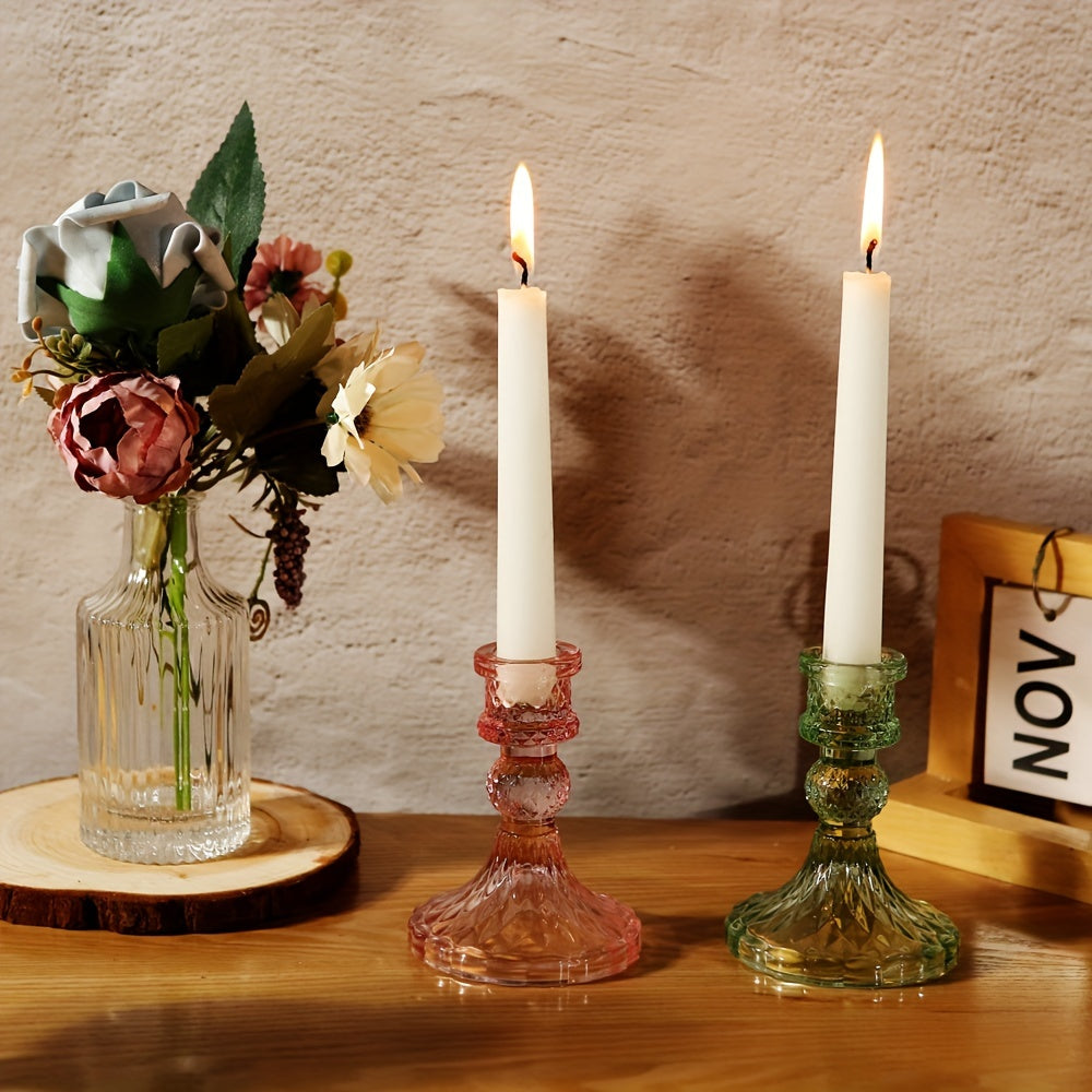 Roze Kristallen Kaarshouders - Romantische Decoratie voor Kerst en Feestdagen