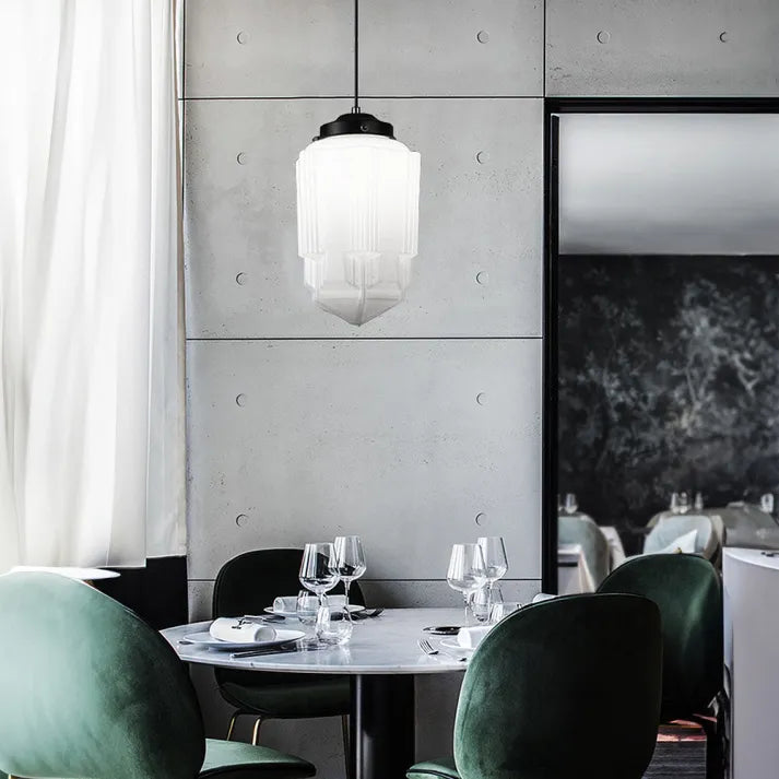 FrostGeo - Vintage Geometric Pendant Lamp made of Matte Glass for Dining Room and Living Room