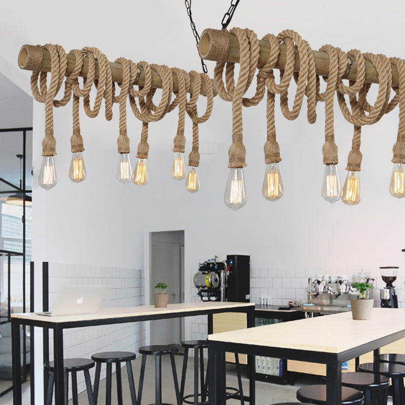 IndustrialBamboo - Adjustable Ceiling Lamp with Bamboo and Adjustable Rope