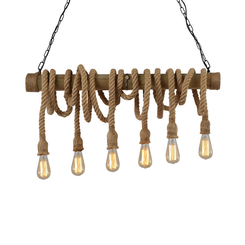 IndustrialBamboo - Adjustable Ceiling Lamp with Bamboo and Adjustable Rope