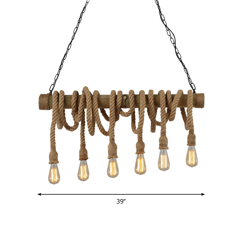 IndustrialBamboo - Adjustable Ceiling Lamp with Bamboo and Adjustable Rope