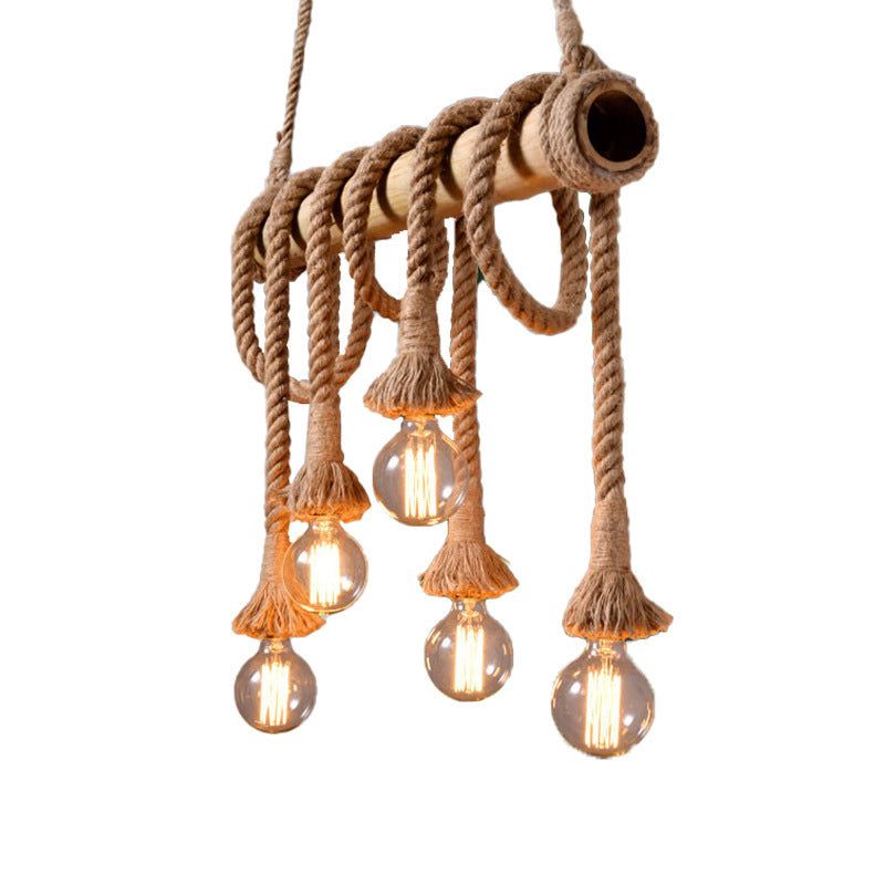 IndustrialBamboo - Adjustable Ceiling Lamp with Bamboo and Adjustable Rope