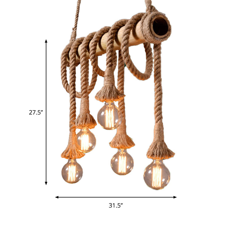 IndustrialBamboo - Adjustable Ceiling Lamp with Bamboo and Adjustable Rope