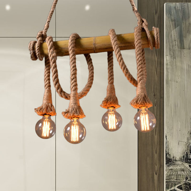 IndustrialBamboo - Adjustable Ceiling Lamp with Bamboo and Adjustable Rope