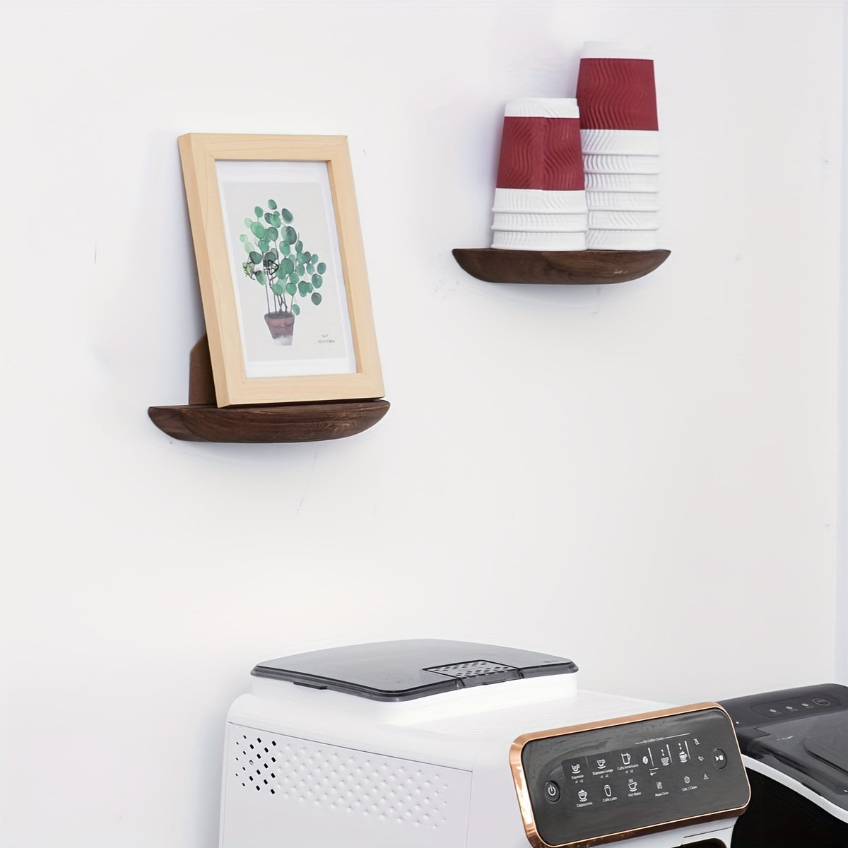 WoodArc - Set of 2 Half-Round Wooden Floating Shelves for Wall Decoration and Storage