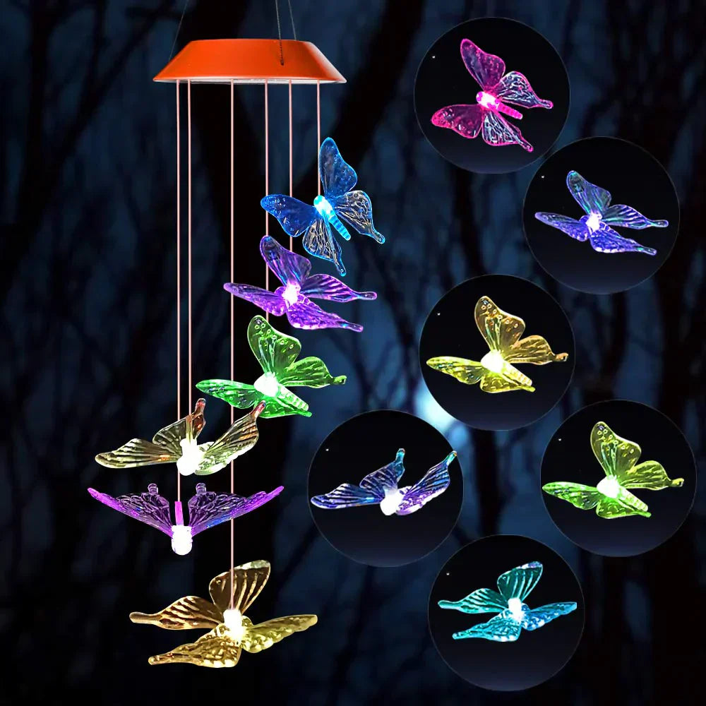 SolarGlow - LED Ambient Lighting with Butterflies – Colorful Solar Garden Lamps for Outdoors