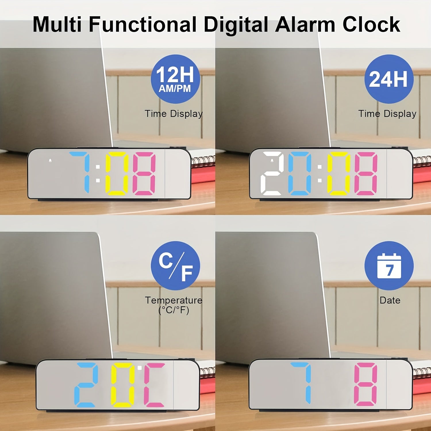 ProjectTime - Digitale Projectie Wekker met LED en Spiegel Scherm