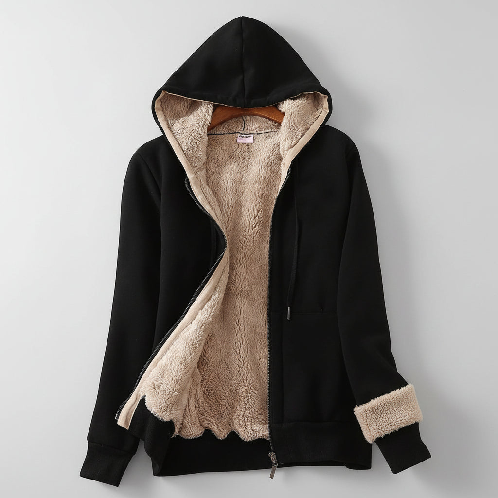 Dames Jas Hoodie Fleece Gevoerd Warm Winter Jack Capuchon