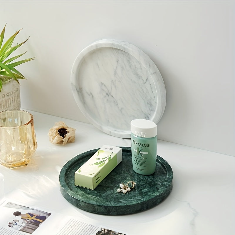 MarbleTray - Vassoio Rotondo in Marmo 8 Pollici | Lucidato per Decorazione e Conservazione