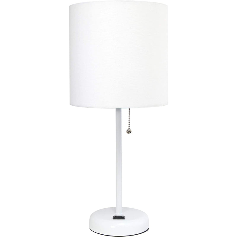 Stick Charging Outlet - Table Lamp with Fabric Lampshade and Charging Function