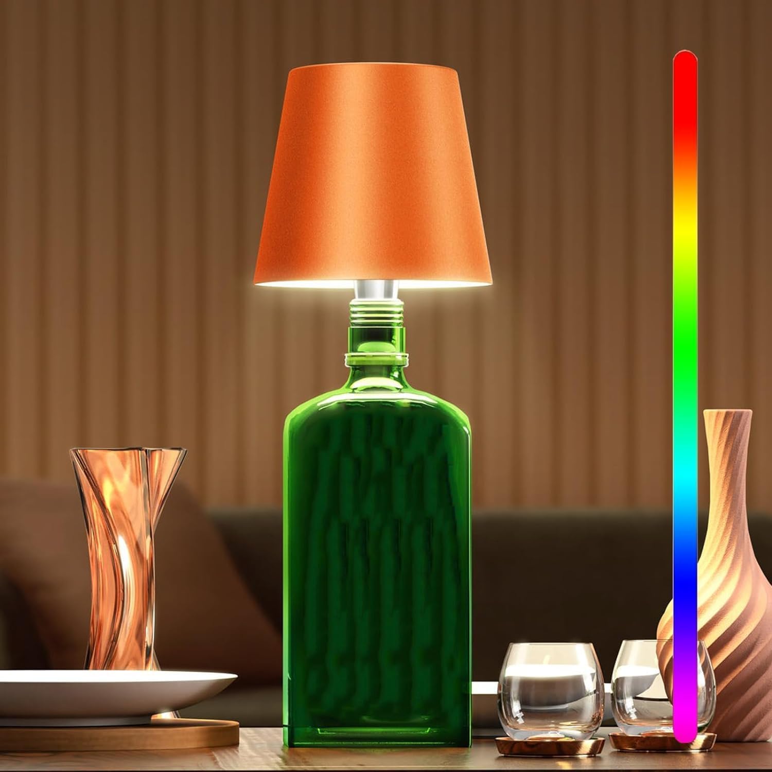 GlowBottle - LED Fleslamp met Dimbare Touchbediening, Draadloos & Oplaadbaar
