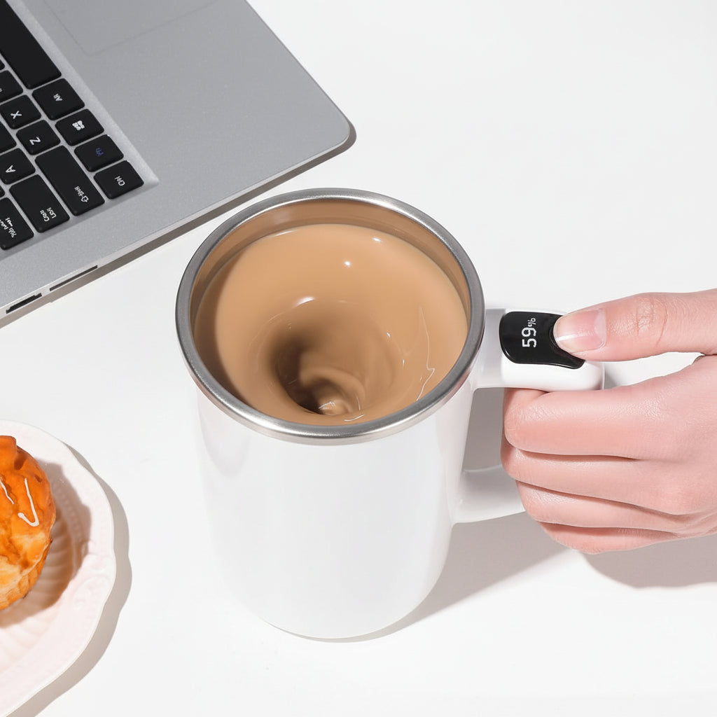 Caneca de café Copo misturador em aço inoxidável com tampa 360 ml