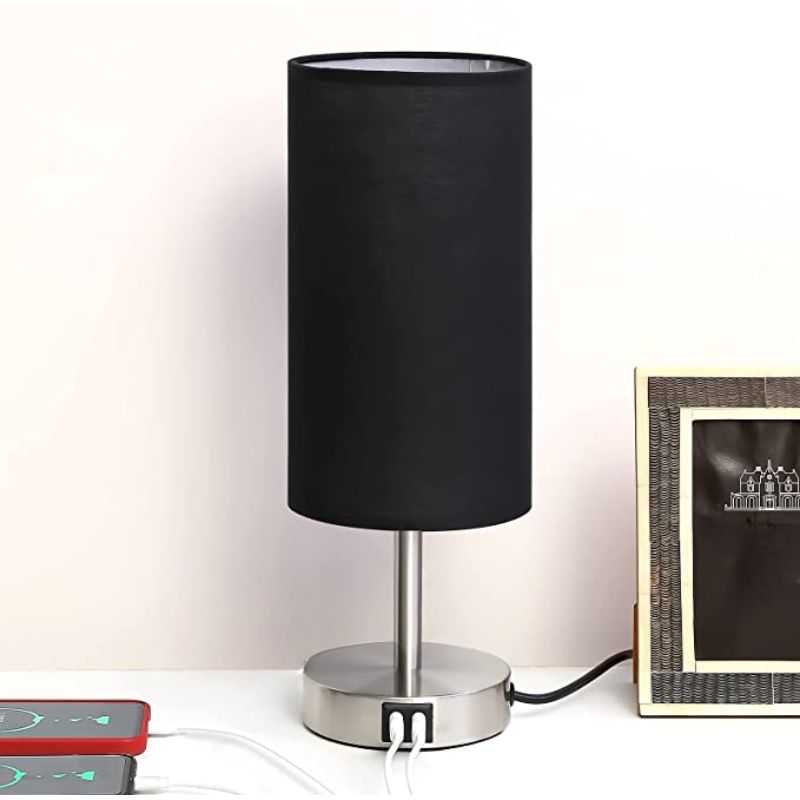 Touch Control Table Lamp - Table Lamp with USB Ports and 3-Way Dimmable Flaxen Shade