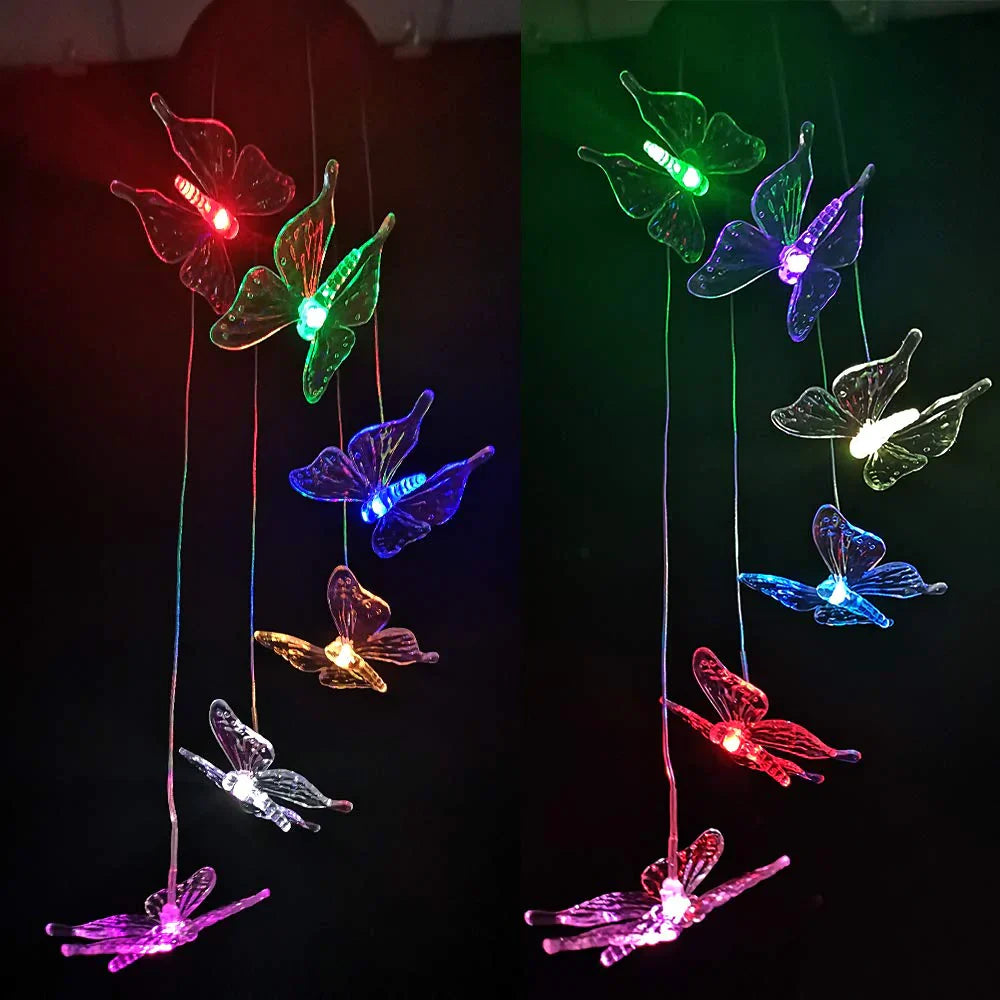 SolarGlow - LED Ambient Lighting with Butterflies – Colorful Solar Garden Lamps for Outdoors