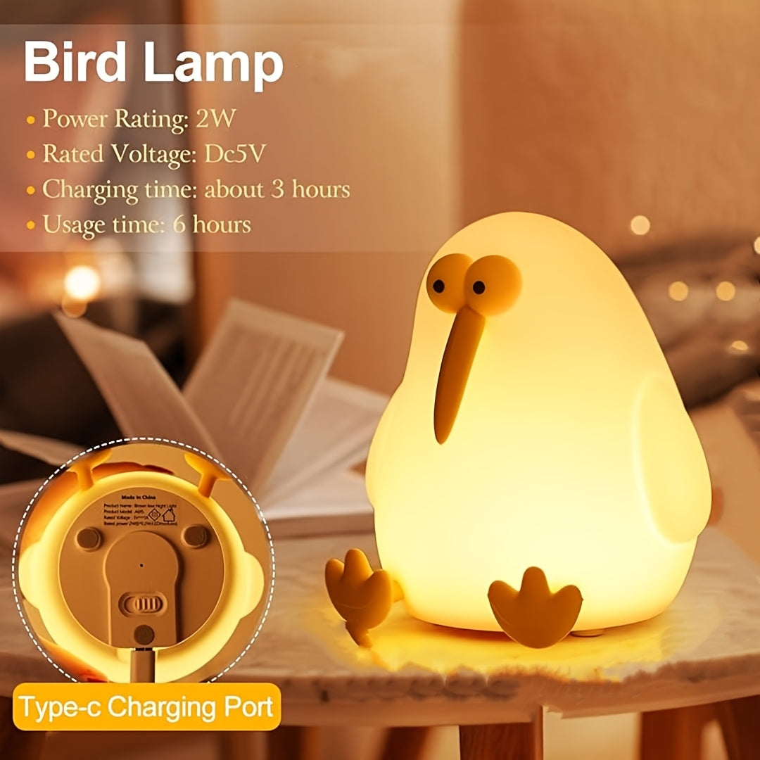 KiwiGlow - Lámpara nocturna LED KiwiBird, recargable por USB con sensor táctil regulable