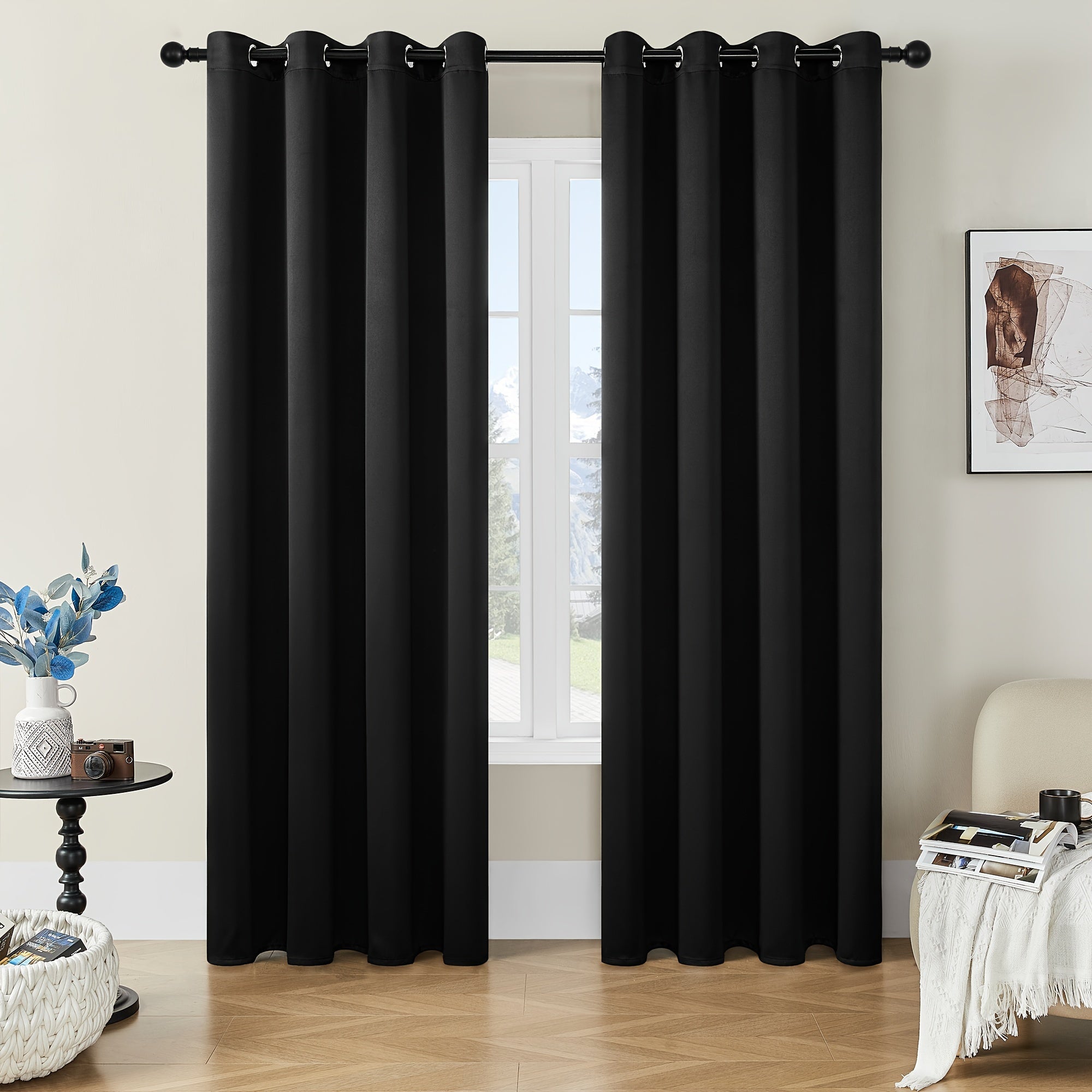 Tende Oscuranti - 2 Pezzi Tende Moderne in Poliestere con Isolamento Termico e Anelli