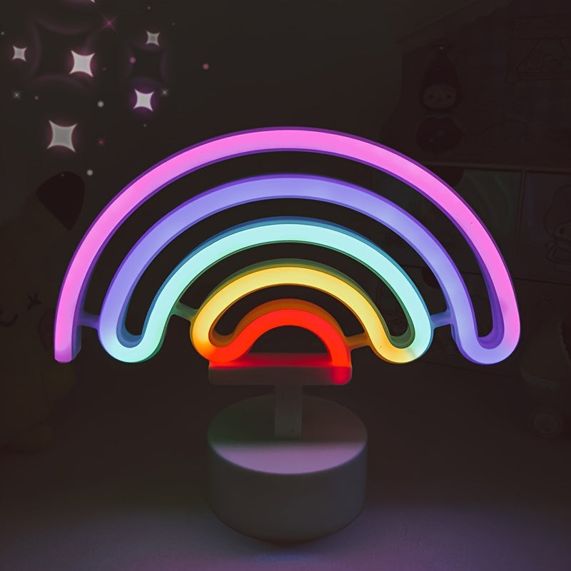 RainbowGlow - Schattig Regenboog Neonlicht met Lampvoet