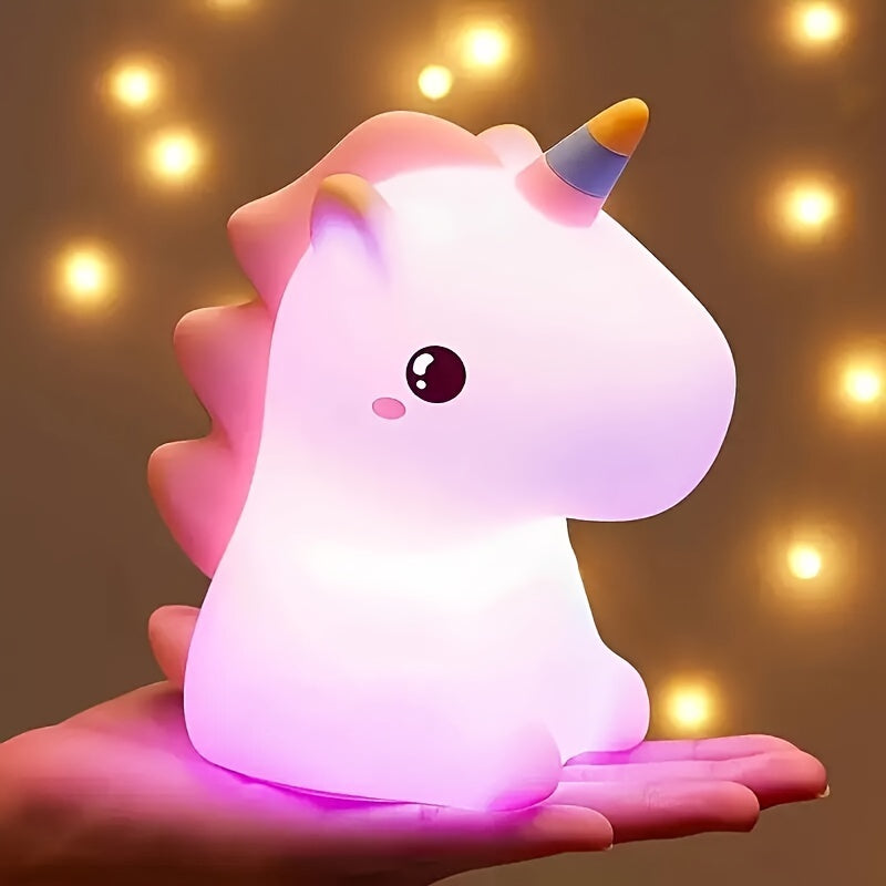 UnicornGlow - Lámpara nocturna cálida de unicornio con 7 colores y protección ocular