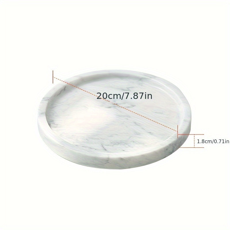 MarbleTray - Vassoio Rotondo in Marmo 8 Pollici | Lucidato per Decorazione e Conservazione
