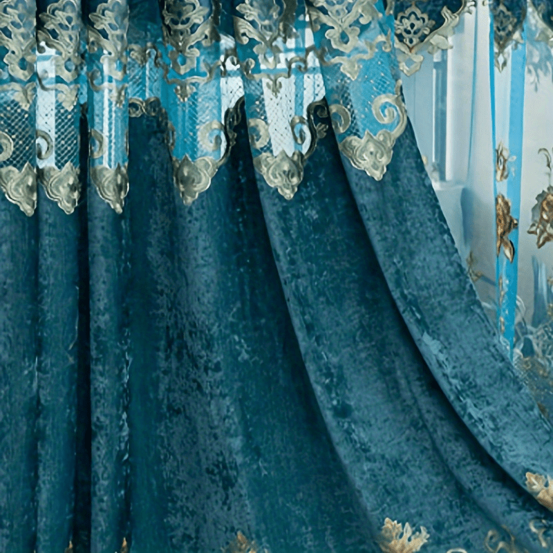 Tende Ricamate in Chenille Hol Borduurwerk - Tende Oscuranti per Soggiorno, Sala da Pranzo, Camera da Letto