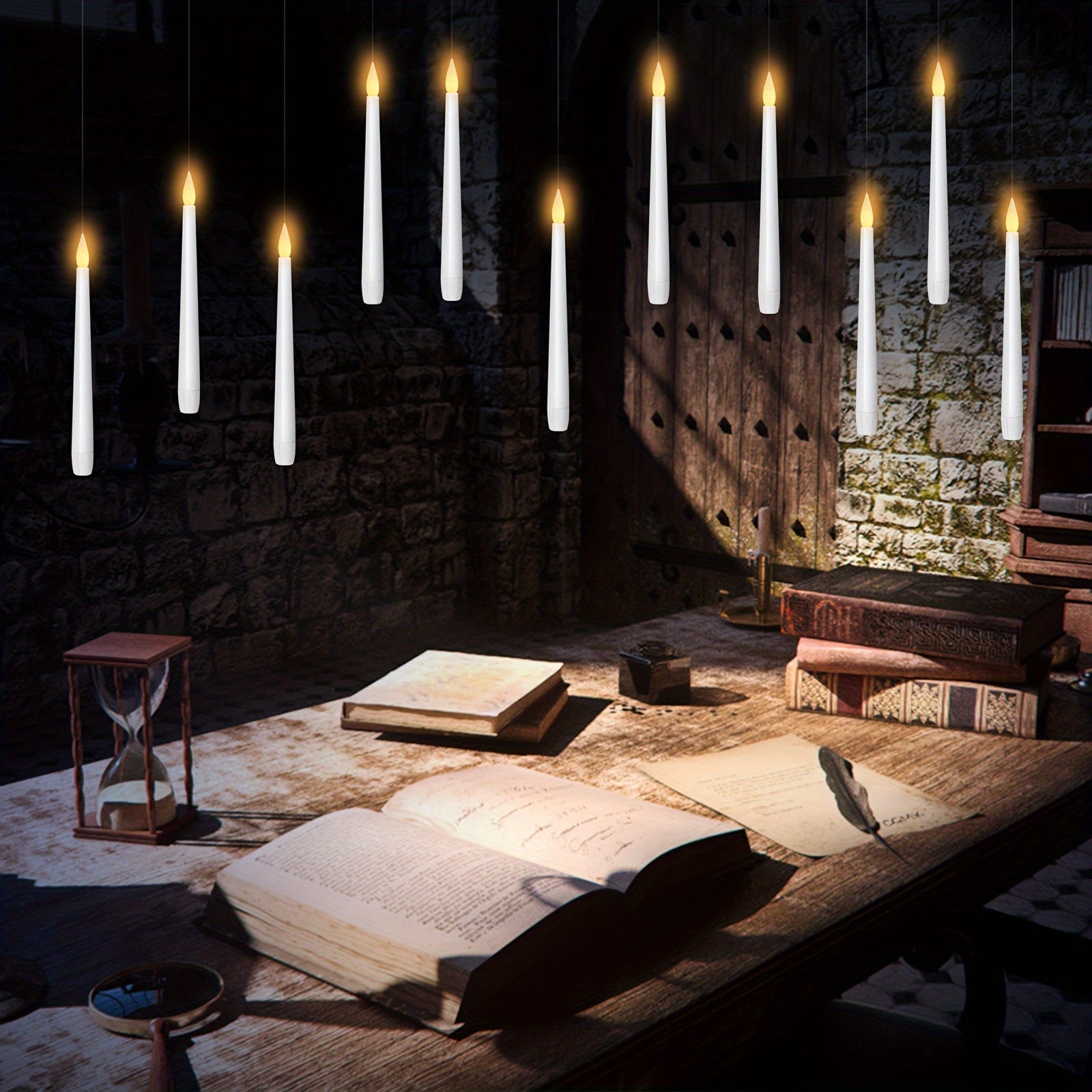 Set de 12 Velas LED Flotantes con Control Remoto – Alimentadas por Batería, Perfectas para Navidad, Halloween y Decoración del Hogar