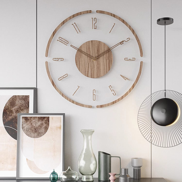 Nordic Silence Solid Wood Wall Clock 14 Inch