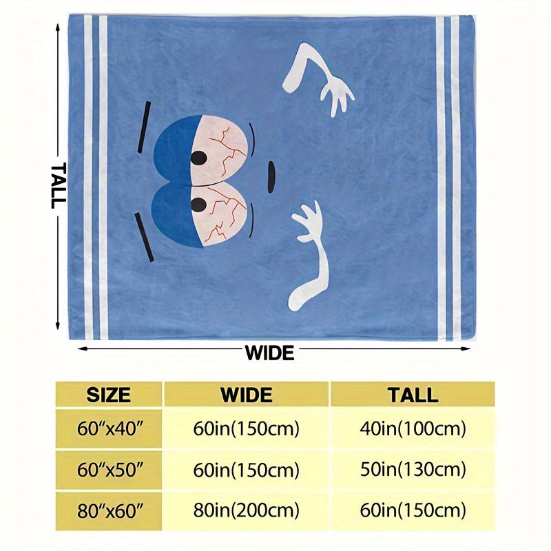 Glam Style Reversible Anime Flannel Blanket - Digital Print, Hypoallergenic, All-Season Knitted Bedding - Polyester, Lightweight Gift for Couch, Travel, Camping