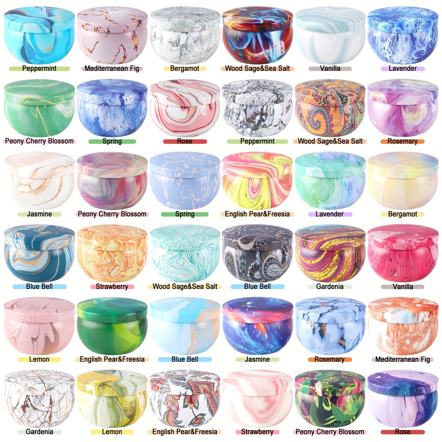 Set di Candele Aromaterapia – 36 Pezzi, Motivo Marmo, Regalo per Famiglia e Amici