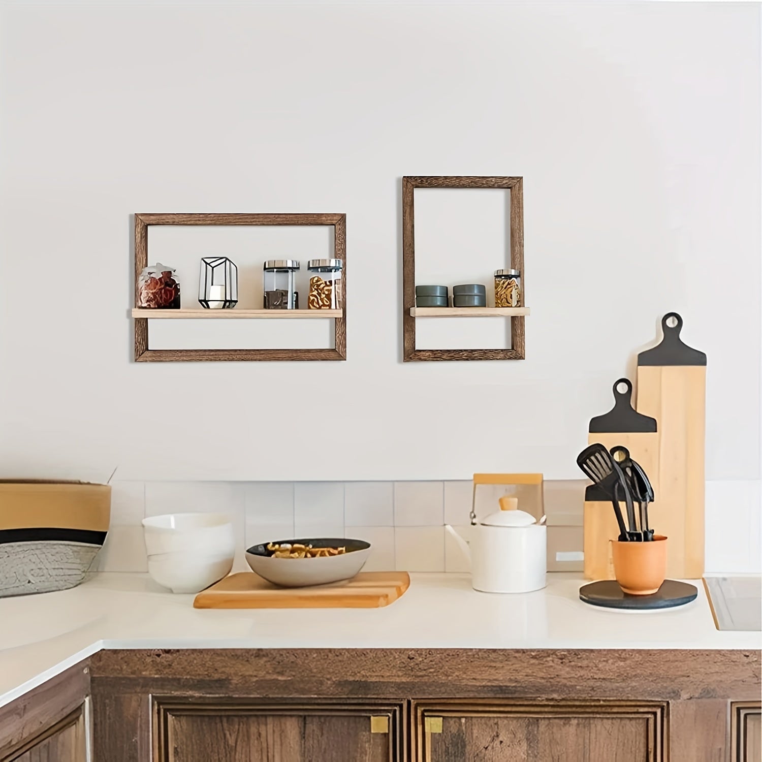 VintageDisplay - Houten Wandplank - Zwart & Bruin voor Foto’s en Decoratie
