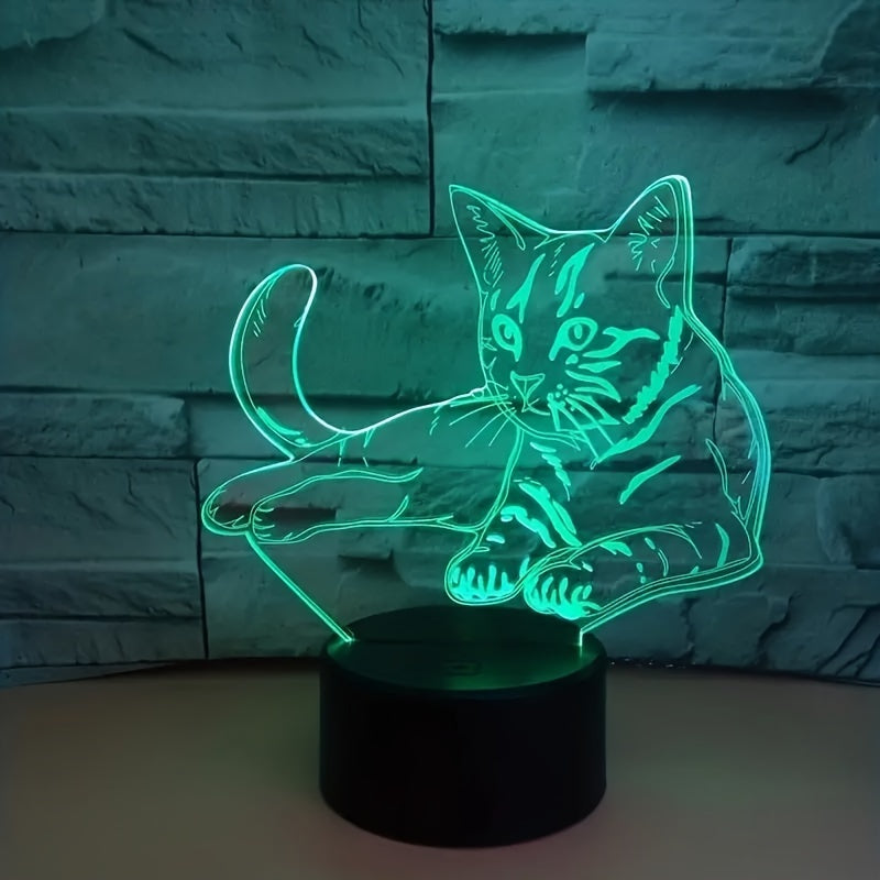 CatGlow - 3D Kat Nachtlampje met 7 Kleuren Touch Bediening