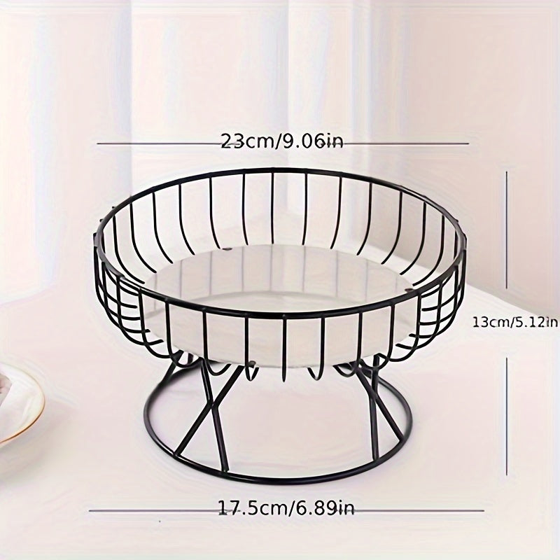 MarbleServe-Fruitkom - Geometrisch Metalen Serveerschaal met Marmeren Voet