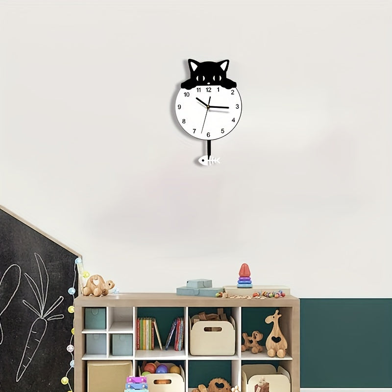 SwingCat - Style Swinging Cat Wall Clock by WANTIFO, Modern Cartoon Style