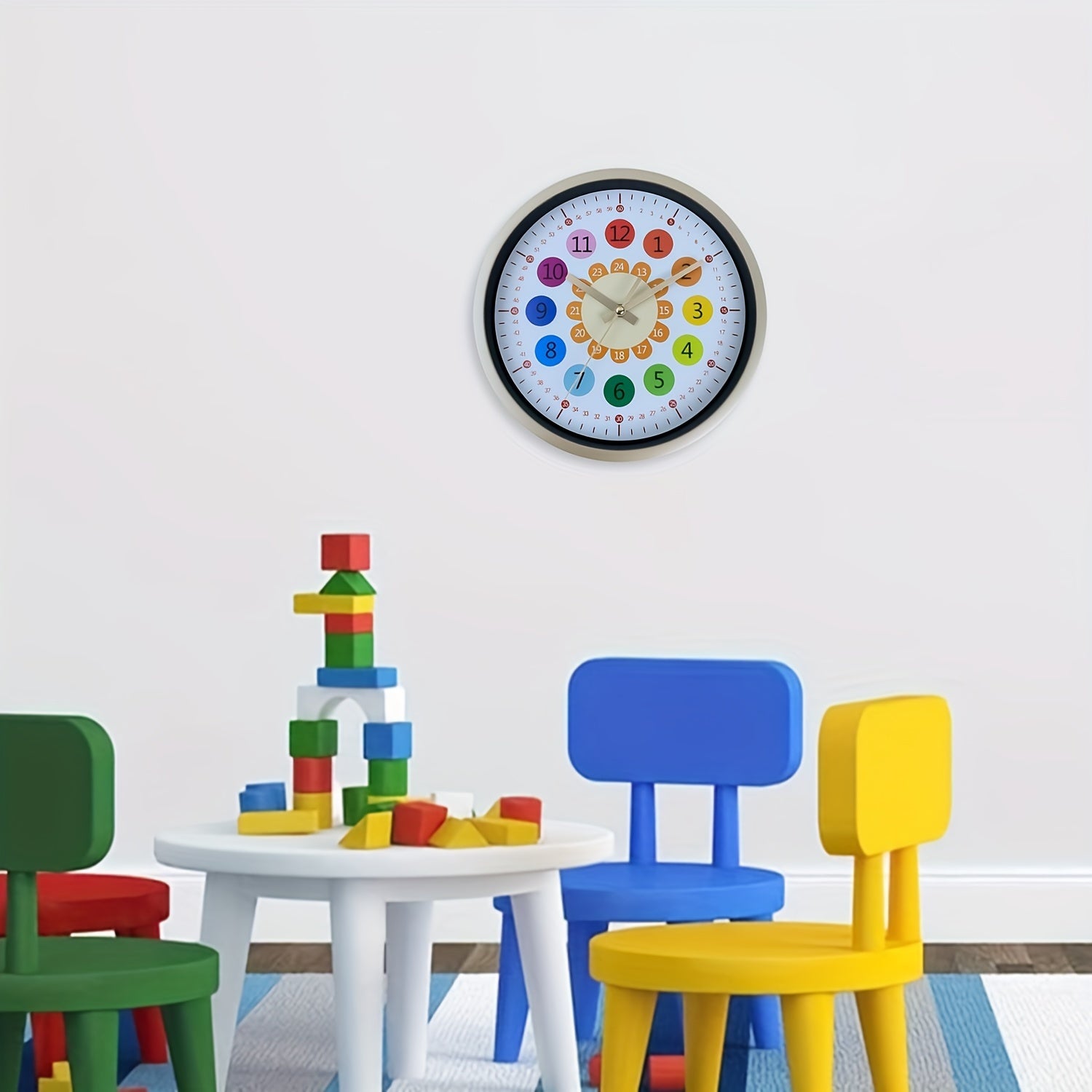 8-inch Kunststof Wandklok - Zonnebloem Ontwerp, Stille Klok