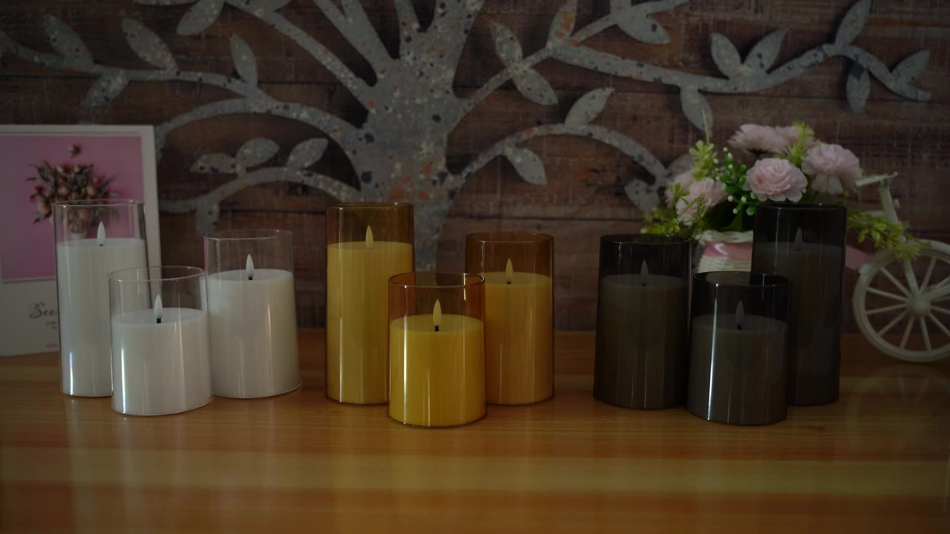 Candela LED senza fiamma con telecomando – Grigio