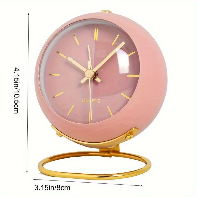 Retro Analog Alarm Clock - Silent Non-Ticking Metal Night Clock