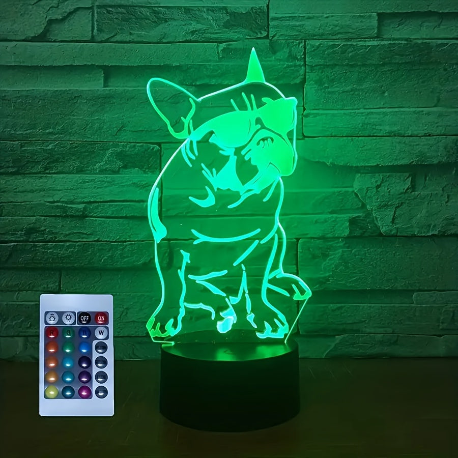 DecoBulldog - Lámpara nocturna 3D de Bulldog Francés con 16 colores