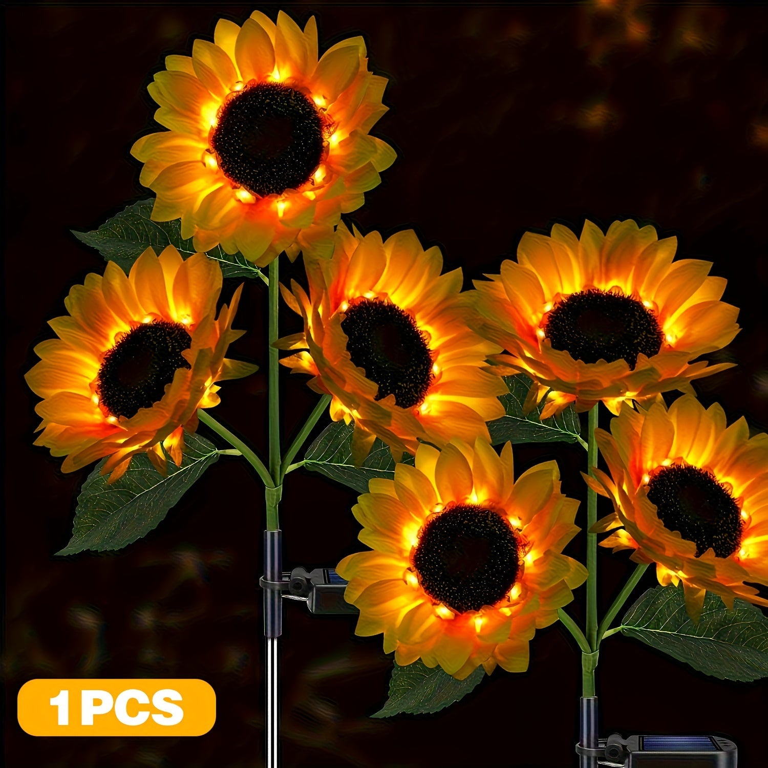 SolarBloom - Sunflower LED Garden Light with 3 Heads, Waterproof