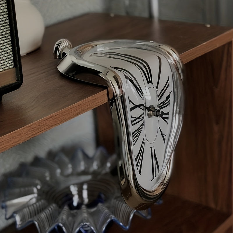 Reloj de Pared Romano Curvado Surrealista - Elegante Reloj Derritiéndose para Decoración del Hogar