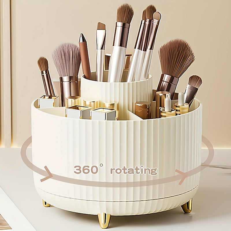 360° Roterende Make-up Organizer – Duurzame Kunststof Cosmetica Opbergdoos met 5 Vakken