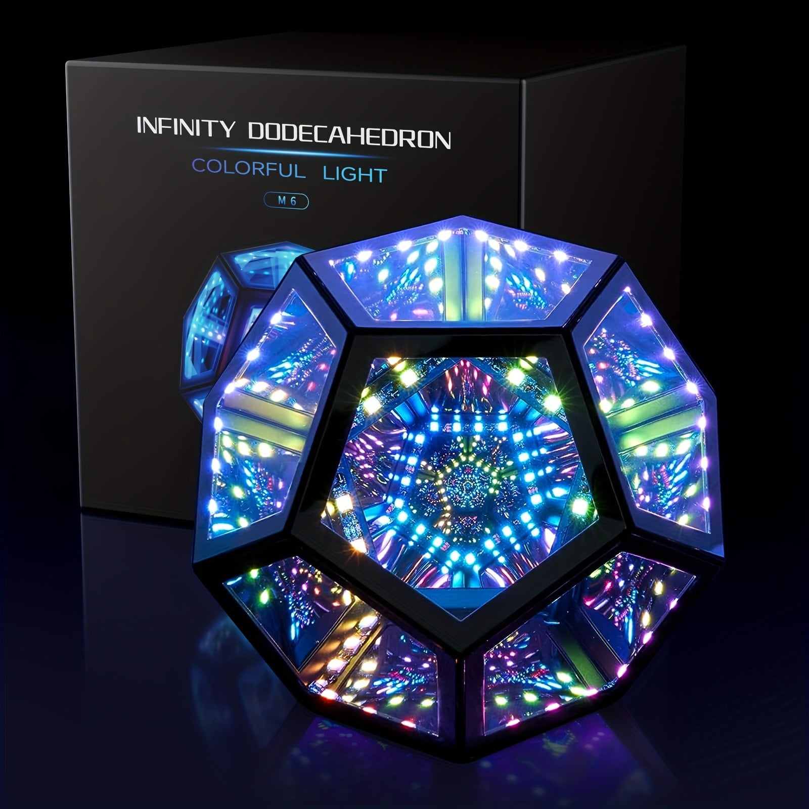 InfinityGlow - Lámpara Dodecaédrica Mágica y Colorida con Espejo Infinito 3D e Iluminación RGB